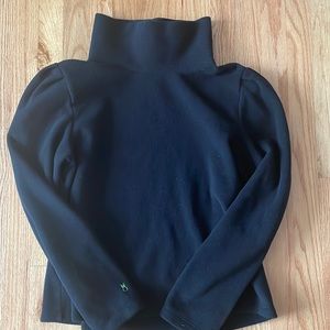 Dudley Stephens Palmer Puff Sleeve Turtleneck in Vello Fleece (Black)